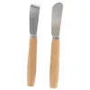 Image de Fackelmann 40908 Lot de 2 couteaux à beurre, spatules à tartiner, Bois, Acier inoxydable, 17,3 x 2,1 x 1,3 cm