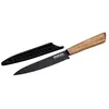 Image de Nirosta 41872 Couteau d’Office Universel 24 cm, Lame Acier Inoxydable avec Revêtement Antiadhésif sans PFAS, Légumes Fruits Fromages, Manche Bois Acacia Certifié FSC , Protège-Lame PP recyclé, Noir