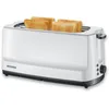 Image de SEVERIN Grille-pain automatique 1400 W, Toaster compact 2 fentes jusqu'à 4 tranches, Grille-pain électrique avec réglage du degré de brunissage & fonction décongélation, blanc, AT 2234
