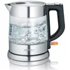 Image de Severin WK 3468 1L 2200 W Noir, Acier inoxydable, Transparent   Bouilloire Electrique 2200 W & Grille-pain automatique 800 W, Toaster compact 2 fentes jusqu'à 2 tranches, inox/noir, AT 2589
