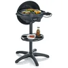 Image de SEVERIN Barbecue électrique 2 000 W avec grille en fonte d'aluminium, Barbecue sur pieds avec couvercle et thermomètre intégré, eBBQ avec grande surface de cuisson lisse et rainurée, Noir, PG 8541