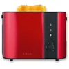 Image de SEVERIN Grille-pain automatique 800 W, Toaster compact 2 fentes jusqu'à 2 tranches, Grille-pain électrique avec réglage du degré de brunissage & fonction décongélation, rouge/noir, AT 2217
