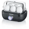 Image de SEVERIN Cuit-oeufs 420 W, Appareil de cuisson pour 1 à 6 oeufs, Doseur d'Eau Gradué et Perce- ufs Inclus, Cuiseur à oeufs avec réglage électronique du temps de cuisson, noir, EK 3166