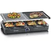 Image de SEVERIN Raclette Gril 8 personnes, Pierre de Cuisson Naturelle, Plaque Réversible Anti-adhésive, Thermostat Réglable, Noir,RG 2371