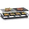 Image de SEVERIN Raclette Gril 1 500 W, Avec Pierre de Cuisson et Plaque Anti-adhésive Réversible, Inclus : 8 poêlons, Inox/Noir, RG 2373