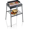 Image de SEVERIN Barbecue électrique 2 200 W avec Grille inox, Barbecue sur pieds avec pare-vent amovible, eBBQ avec bac à eau pour utilisation en intérieur et extérieur, Noir, PG 8566