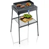 Image de SEVERIN Barbecue électrique 2 200 W avec grille en fonte d'aluminium, Barbecue sur pieds avec pare-vent amovible, eBBQ avec bac à eau pour utilisation en intérieur et extérieur, Noir, PG 8568