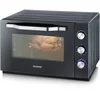 Image de SEVERIN Four posable XXL à Chaleur Tournante 60 L avec pierre à pizza et tournebroche 2 200 W design simple et élégant, Four électrique avec minuteur 120 min, Noir/Inox, TO 2073