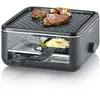 Image de SEVERIN Raclette Gril 4 personnes, Appareil à raclette compact, Mini Raclette avec Plaque Anti-adhésive 24 X 24 cm, Inclus 4 Poêlons et Spatules clipsables, Noir, RG 2360