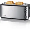 Image de SEVERIN Grille-pain automatique 1 400 W, Toaster compact 2 fentes jusqu'à 4 tranches, Grille-pain électrique avec réglage du degré de brunissage & fonction décongélation, inox/noir, AT 2509