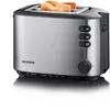 Image de SEVERIN Grille-pain automatique 850 W, Toaster compact 2 fentes jusqu'à 2 tranches, Grille-pain électrique avec réglage du degré de brunissage & fonction décongélation, inox, AT 2514