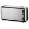 Image de SEVERIN Grille-pain automatique 1 000 W, Toaster compact 1 fente jusqu'à 2 tranches, Grille-pain électrique avec réglage du degré de brunissage & fonction décongélation, inox/noir, AT 2515
