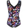 Image de Fashy Maillot de Bain pour Femme, Bleu Marine (80% Polyamide recyclé), Fleur Multicolore, coloré, 50 / D