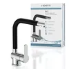 Image de SCHÜTTE 79856 RIO Robinet de cuisine orientable à 360°, Mitigeur d'évier avec bec haut cuisine, Mitigeur monocommande simple évier double Mitigeur d'évier, Robinet en Chrome/Noir Mat
