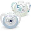 Image de NUK Star Night & Day Tétine pour bébé | 0-6 mois | Sucettes phosphorescentes | Silicone sans BPA | Koala bleu | 2 pièces