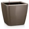 Image de Lechuza   Pot de Fleurs d'Interieur   Premium Quadro Ls   Réserve d'Eau Intégrée   Coloris Taupe   21 x 21 x 20 cm
