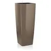 Image de Lechuza   Pot de Fleurs d'Interieur   Premium Cubico Alto   Réserve d'Eau Intégrée   Coloris Taupe   40 x 40 x 105 cm