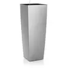 Image de Lechuza   Pot de Fleurs d'Interieur   Premium Cubico Alto   Réserve d'Eau Intégrée   Coloris Argent   40 x 40 x 105 cm