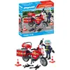 Image de Playmobil 71466 Pompier et Moto - Action Hereos - avec Un Personnage, Une Moto équipée d'un extincteur, Une Boite à Bagages et des pylônes pour sécuriser la Zone - Ville & Métiers - Dès 4 Ans