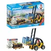 Image de PLAYMOBIL Promo Pack 71528 Chariot élévateur avec matériel - Pour déplacer des charges lourdes - Comprend un transpalette et des palettes avec des colis et des sacs de café- Univers myLife - Dès 4 ans