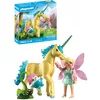 Image de Playmobil | Magic Unicorns | Licorne de Collection Fleur de Soleil avec fée | avec détails Magiques & Accessoires interchangeables | Cadeau Parfait pour Les Enfants à partir de 4 Ans | 71842
