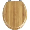 Image de WENKO Abattant WC Bois Bambou | Lunette WC Fixation Acier INOX | Nettoyage Facile| Résistante à l'humidité et Non Poreuse grâce à Un Vernis Multiple | Certifié FSC® | 34 x 41,5 cm | Bambou