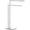 Image de WENKO Porte-Serviettes sur Pied Recco, 2 Barres | Socle carré lesté | Accessoires de Salle de Bain, Acier chromé | 48 x 80,5 x 20 cm | Argent Brillant