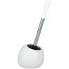 Image de WENKO Porte Brosse WC Céramique Polaris Blanc, brosse WC noir, brosse WC remplaçable, 19x34,6x14,6 cm