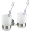 Image de WENKO Porte-Brosse à Dents Mural Duo Bosio | Support Brosse à Dents INOX élégant | Accessoires Salle de Bain en Acier Inoxydable | Dimensions 17,5 x 9,5 x 9 cm | Couleur Argent Mat