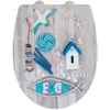 Image de WENKO Abattant WC Beach avec Frein de Chute | Lunette Toilettes clipsable avec Fixation Acier INOX | Installation faciel et Rapide | Thermoplast Haute qualité | 36,5x45 cm | Gris et Bleu