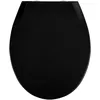Image de WENKO Abattant WC Premium avec Frein de Chute KOS | Abattant WC clipsable avec Fixation INOX | Nettoyage facile | Resistant à la casse et aux rayures | Thermoplastique | Forme ovale | 37x44 cm | Noir