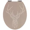 Image de WENKO Abattant WC Stag | Lunettes WC avec Frein de Chute | Installation Rapide | Déclipsable pour Entretien Facile | Tampon Mural | Design scandinave| MDF | 37,5 x 44 cm| Taupe