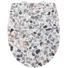 Image de WENKO Abattant WC Terrazzo, surface haut brillant, couvercle de WC avec système d'abaissement automatique, en thermoplastique résistant à la cassure, dimensions (L x l) : 36,5 x 45 cm, multicolore