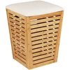 Image de WENKO Panier à Linge Bambusa avec Assise rembourrée | Corbeille à Linge en Bambou 55 litres | siège Couleur crème pouvant Supporter jusqu'à 120 kg | Tabouret avec Rangement | 40 x 56 x 40 cm |Bambou