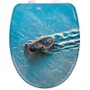 Image de WENKO Abattant WC Caretta, abattant WC avec frein de chute, lunette WC en duroplastique antibactérien hygiénique et incassable, fixation en acier inox, 38 x 45 cm, motif animal, multicolore