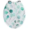 Image de WENKO Siège WC Pioppo, siège de toilette en MDF, certifié FSC®, avec fixation lourde en inox et abattant à joli motif de feuilles dans des tons verts, (L x P) : 35,5 x 42,5 cm