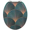 Image de WENKO Abattant WC MDF AIRA | Style Art Déco | Abattant Toilettes avec Fixation Acier Inoxydable | MDF certifié FSC® | Nettoyage Facile | 35,5x42,5cm| Turquoise et Bronze