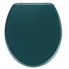 Image de WENKO Siège WC Prima vert foncé à finition mate, style rétro, abattant WC et butoir mural & fixation en acier inoxydable, compatible avec réservoir, lunette pour toilettes en MDF, 37 x 41 cm