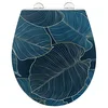 Image de Abattant de WC Big Leaves en Duroplast antibactérien avec système d'abaissement automatique et clip en acier inoxydable Fixation hygiénique Abattant WC avec surface en relief 38 x 44,5 cm