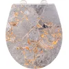 Image de WENKO Siège WC Grey Marble, siège de toilette élégant en duroplast antibactérien à abaissement automatique & fixation hygiénique Fix-Clip en inox, abattant WC avec surface en relief, 38 x 44,5 cm