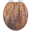 Image de WENKO Siège WC Rustic, siège toilette en MDF certifié FSC® à abaissement automatique Easy-Close et fixation hygiénique Fix-Clip, 35,5 x 42,5 cm, sous film et anti-humidité, imitation bois marron
