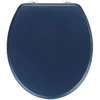 Image de WENKO Siège WC Prima bleu foncé à finition mate, style rétro, abattant WC et butoir mural & fixation en acier inoxydable, compatible avec réservoir, lunette pour toilettes en MDF, 37 x 41 cm