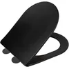 Image de WENKO Abattant WC Galati noir mat | Abattant WC design avec descente amortie Soft-Close en Duroplast | Ultraflat et hygiénique | DIM (L x l) 36 x 46 cm | Couleur noire élégante et moderne