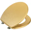 Image de WENKO Abattant WC Mod. Aldeno or mat | Siège WC en MDF FSC doré avec fixation en acier inoxydable | Design élégant et résistant à l'humidité | Dimensions 37 x 41 cm | Couleur or