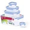 Image de EMSA 512753 Alimentaires, Plastique, Transparent/Bleu, Tailles Variées, Lot de 5 Boîtes Lot de 5 (0,25L; 0,55L; 1L; 1,2L; 2L; 3L)