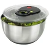 Image de Emsa Turboline Essoreuse à salade 4,5 L, Bol en inox pour un service stylé, Fentes de drainage intégrées, Bouton turbo pour un essorage express, Base antiadhérente, Compatible lave-vaisselle 513441