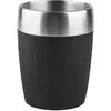 Image de Emsa 514514 TRAVEL CUP tasse isotherme, mug avec couvercle, revêtement silicone, 200ml, Noir
