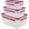 Image de Emsa 515584 Alimentaires Clip & Close, Transparent/Rose, 0,55/1/2,3 Litre, Lot de 3 Boîtes