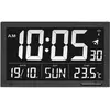 Image de TFA Dostmann XL Horloge Murale numérique, 60.4505, Grande Horloge Radio-pilotée, avec température, pour Le Bureau/Salle d'attente, avec Fuseau horaire, Jour de la Semaine en Francaise, Noir