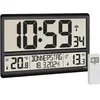 Image de TFA Dostmann Horloge numérique XL, 60.4521.01, Jour de Semaine en français, avec température extérieure/intérieure, Grande Horloge radiopilotée avec fuseaux horaires, Noire